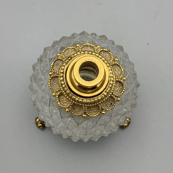 Vtg Ornate Matson Footed Perfume Bottle Dogwood Diamond Point Cut Glass Ormolu - Picture 15 of 17